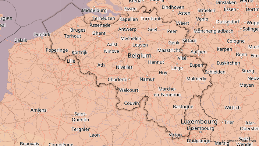A map of Belgien, showing the path of the 23. Jul 2093 Ringförmige Sonnenfinsternis