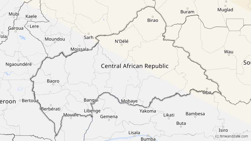 A map of Zentralafrikanische Republik, showing the path of the 23. Jul 2093 Ringförmige Sonnenfinsternis