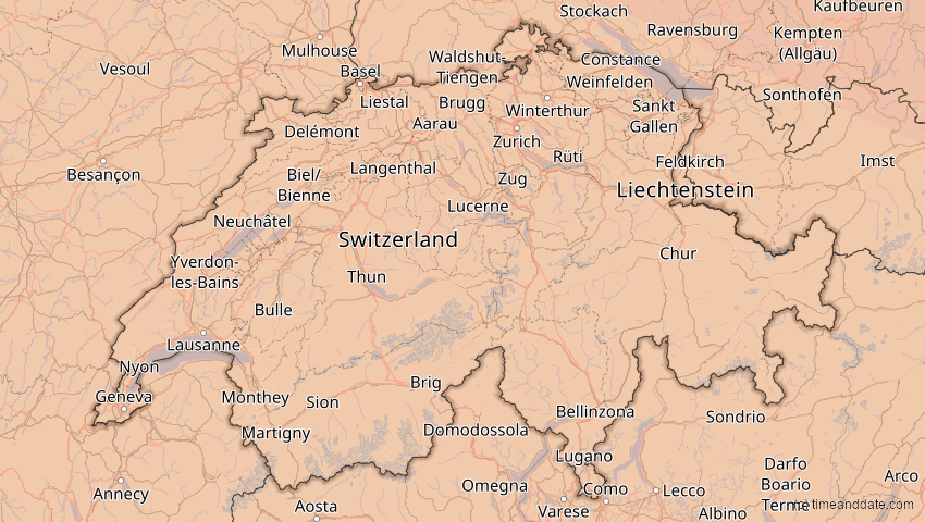 A map of Schweiz, showing the path of the 23. Jul 2093 Ringförmige Sonnenfinsternis