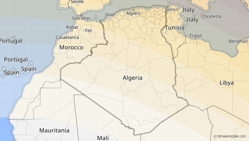 A map of Algerien, showing the path of the 23. Jul 2093 Ringförmige Sonnenfinsternis