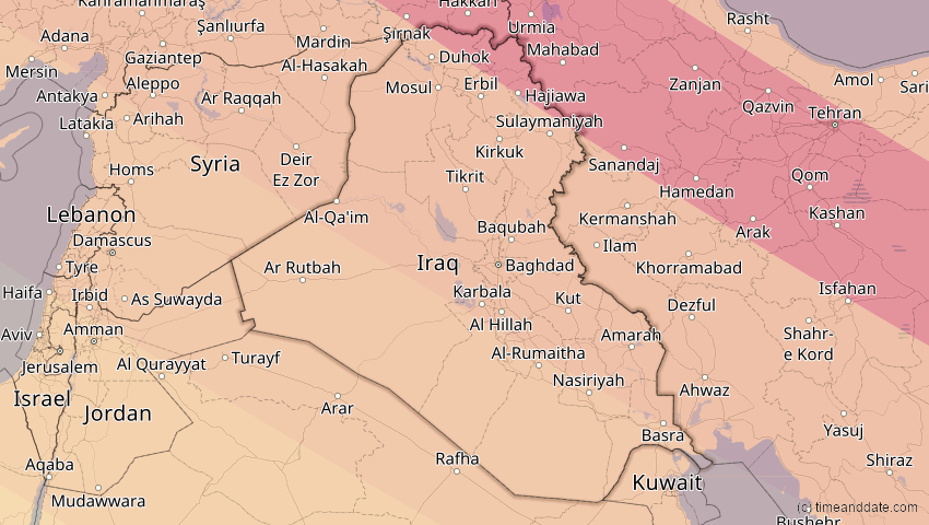 A map of Irak, showing the path of the 23. Jul 2093 Ringförmige Sonnenfinsternis