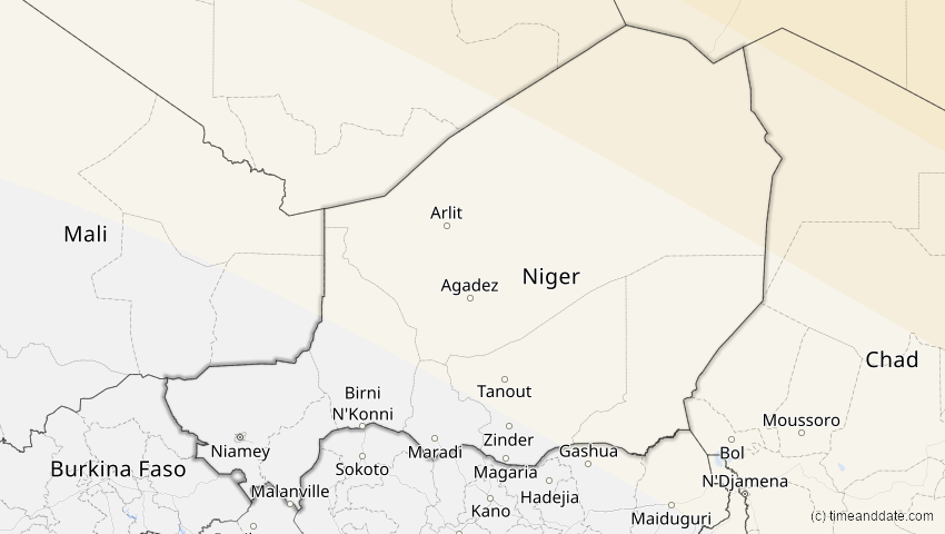 A map of Niger, showing the path of the 23. Jul 2093 Ringförmige Sonnenfinsternis