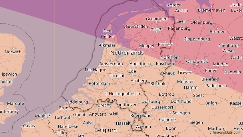 A map of Niederlande, showing the path of the 23. Jul 2093 Ringförmige Sonnenfinsternis