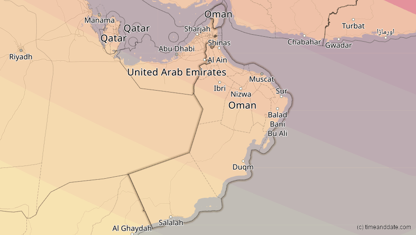 A map of Oman, showing the path of the 23. Jul 2093 Ringförmige Sonnenfinsternis