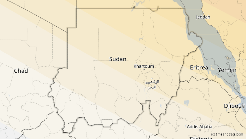 A map of Sudan, showing the path of the 23. Jul 2093 Ringförmige Sonnenfinsternis