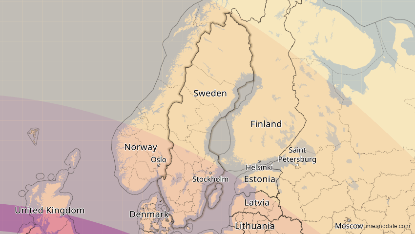 A map of Schweden, showing the path of the 23. Jul 2093 Ringförmige Sonnenfinsternis