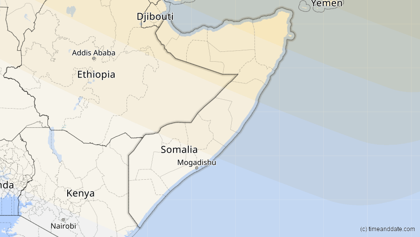 A map of Somalia, showing the path of the 23. Jul 2093 Ringförmige Sonnenfinsternis