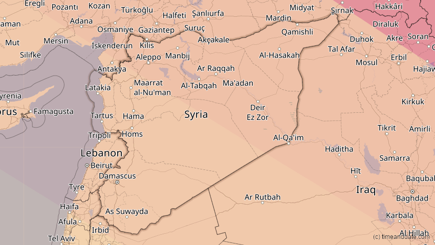 A map of Syrien, showing the path of the 23. Jul 2093 Ringförmige Sonnenfinsternis