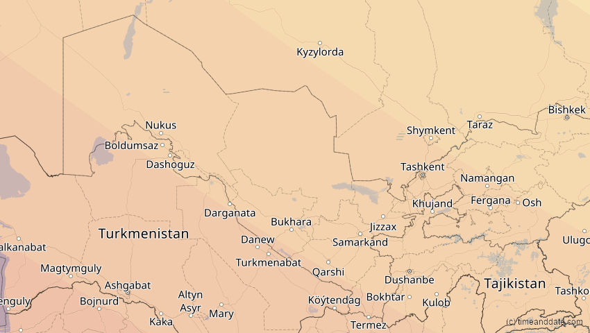 A map of Usbekistan, showing the path of the 23. Jul 2093 Ringförmige Sonnenfinsternis