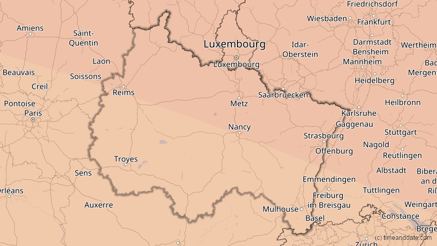 A map of Grand Est, Frankreich, showing the path of the 23. Jul 2093 Ringförmige Sonnenfinsternis