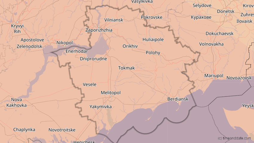 A map of Saporischschja, Ukraine, showing the path of the 23. Jul 2093 Ringförmige Sonnenfinsternis