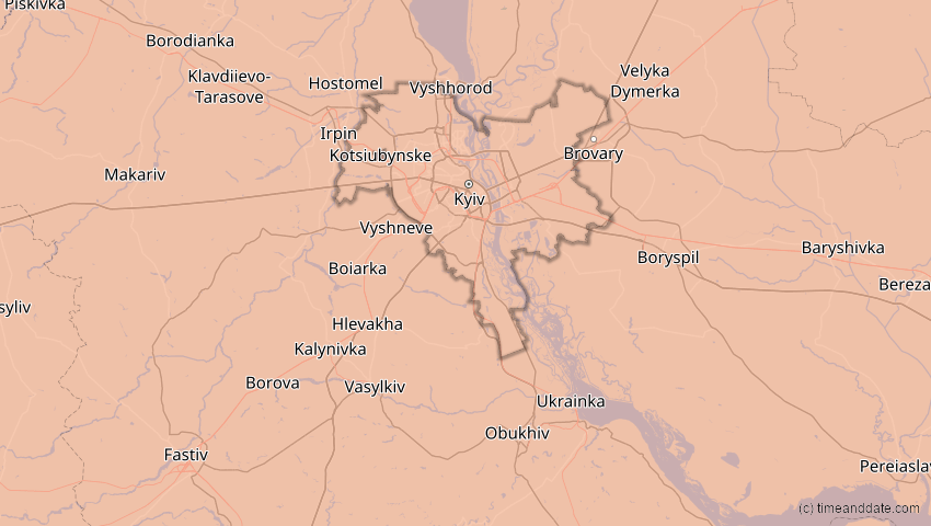 A map of Kiew, Ukraine, showing the path of the 23. Jul 2093 Ringförmige Sonnenfinsternis