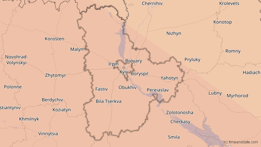 A map of Kiew, Ukraine, showing the path of the 23. Jul 2093 Ringförmige Sonnenfinsternis