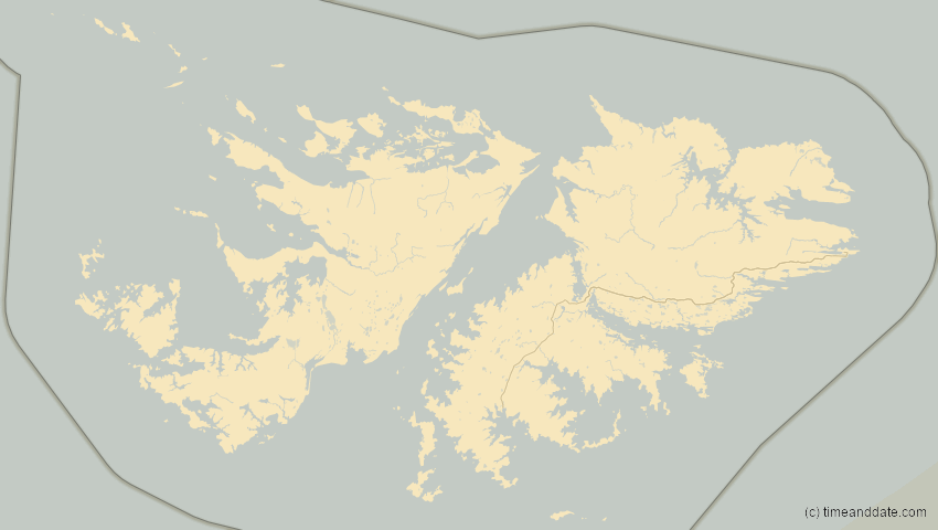 A map of Falklandinseln, showing the path of the 16. Jan 2094 Totale Sonnenfinsternis