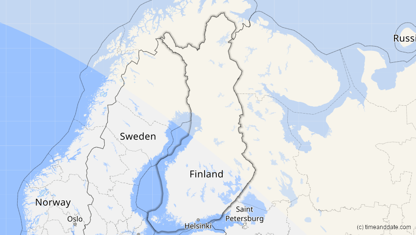 A map of Finnland, showing the path of the 12. Jul 2094 Partielle Sonnenfinsternis