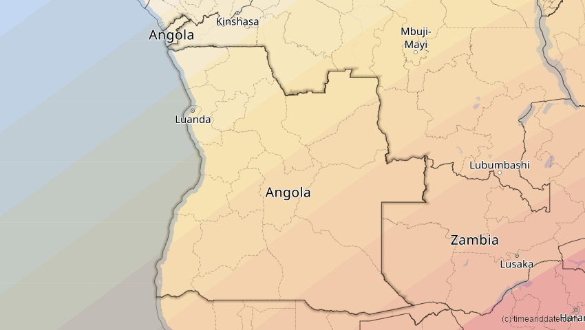 A map of Angola, showing the path of the 2. Jun 2095 Totale Sonnenfinsternis