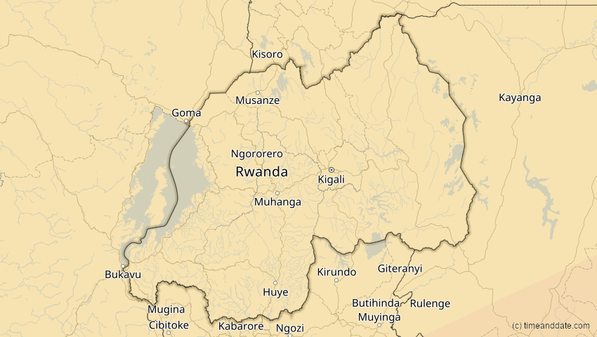 A map of Ruanda, showing the path of the 2. Jun 2095 Totale Sonnenfinsternis