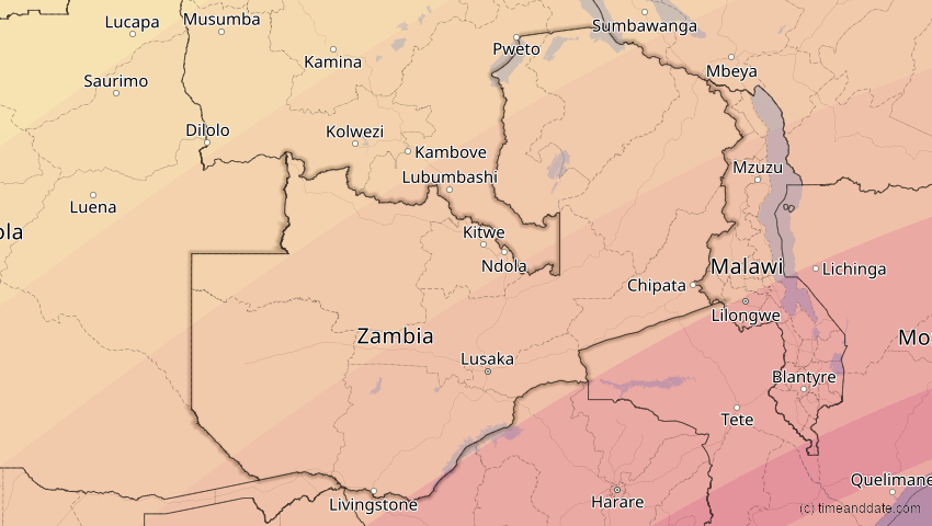 A map of Sambia, showing the path of the 2. Jun 2095 Totale Sonnenfinsternis