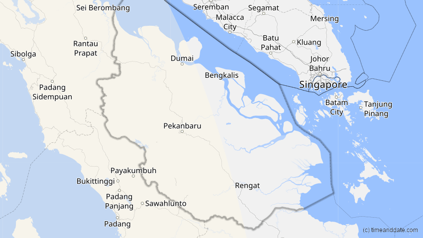 A map of Riau, Indonesien, showing the path of the 2. Jun 2095 Totale Sonnenfinsternis