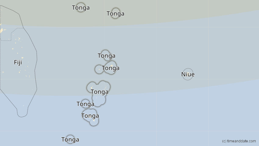 A map of Tonga, showing the path of the 27. Nov 2095 Ringförmige Sonnenfinsternis