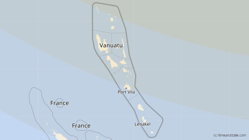 A map of Vanuatu, showing the path of the 27. Nov 2095 Ringförmige Sonnenfinsternis