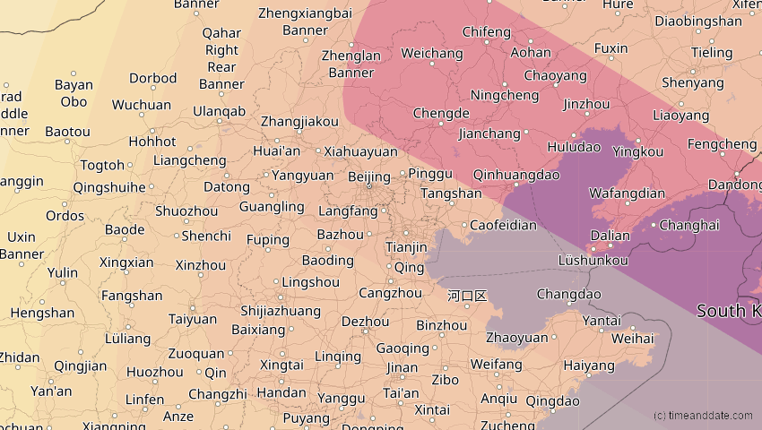 A map of Hebei, China, showing the path of the 27. Nov 2095 Ringförmige Sonnenfinsternis