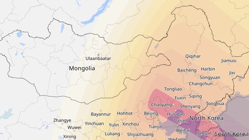 A map of Innere Mongolei, China, showing the path of the 27. Nov 2095 Ringförmige Sonnenfinsternis