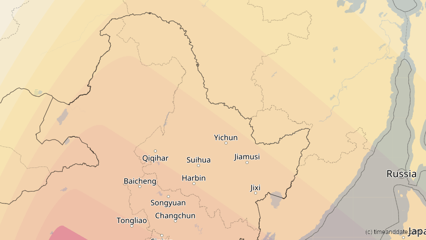 A map of Heilongjiang, China, showing the path of the 27. Nov 2095 Ringförmige Sonnenfinsternis