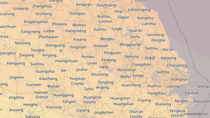 A map of Anhui, China, showing the path of the 27. Nov 2095 Ringförmige Sonnenfinsternis