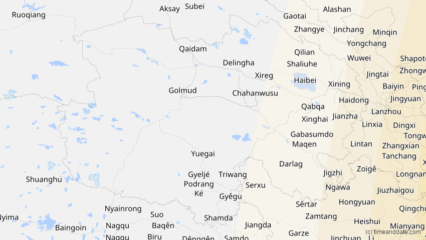 A map of Qinghai, China, showing the path of the 27. Nov 2095 Ringförmige Sonnenfinsternis