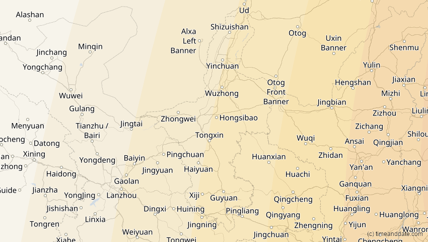 A map of Ningxia, China, showing the path of the 27. Nov 2095 Ringförmige Sonnenfinsternis