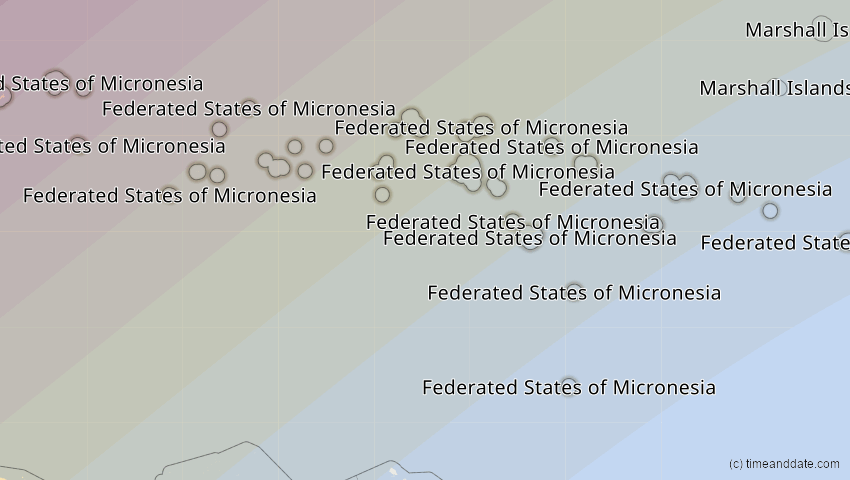 A map of Mikronesien, showing the path of the 22. Mai 2096 Totale Sonnenfinsternis
