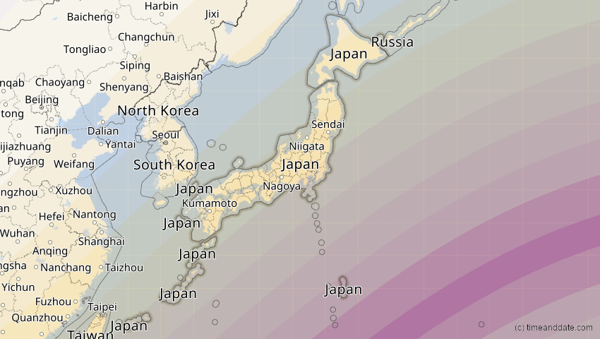 A map of Japan, showing the path of the 22. Mai 2096 Totale Sonnenfinsternis