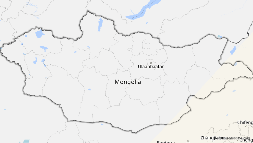 A map of Mongolei, showing the path of the 22. Mai 2096 Totale Sonnenfinsternis