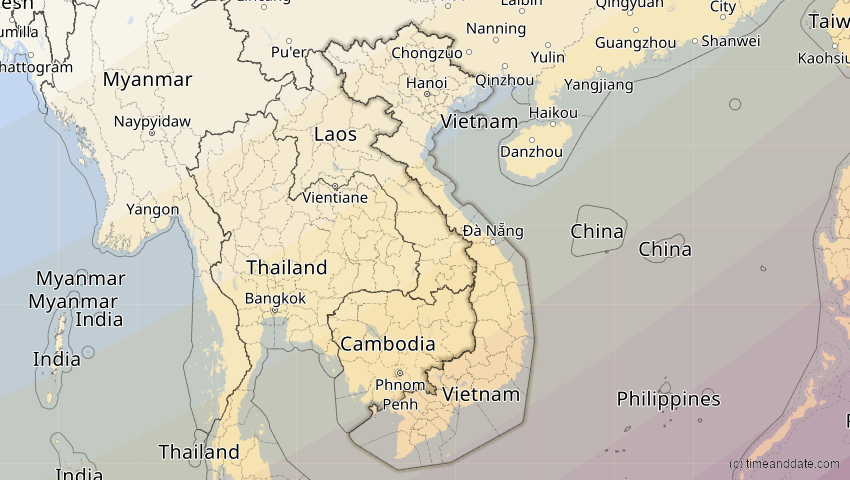 A map of Vietnam, showing the path of the 22. Mai 2096 Totale Sonnenfinsternis