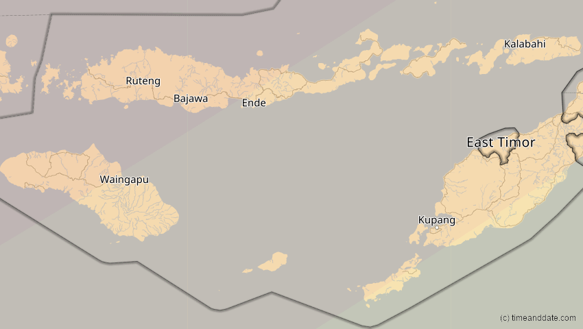 A map of Nusa Tenggara Timur, Indonesien, showing the path of the 22. Mai 2096 Totale Sonnenfinsternis