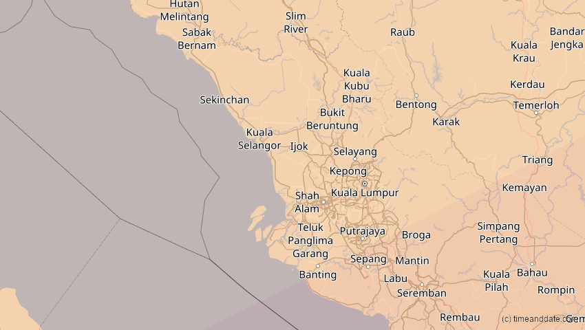 A map of Selangor, Malaysia, showing the path of the 22. Mai 2096 Totale Sonnenfinsternis