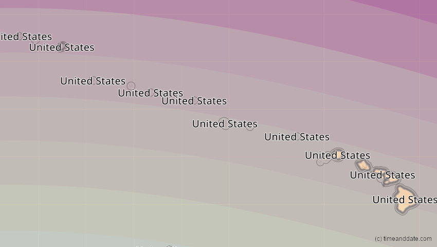 A map of Hawaii, USA, showing the path of the 21. Mai 2096 Totale Sonnenfinsternis