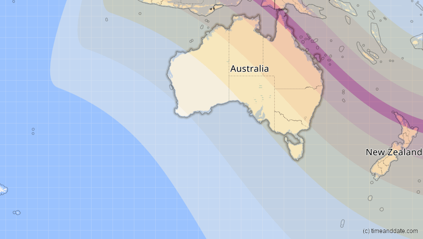 A map of Australien, showing the path of the 15. Nov 2096 Ringförmige Sonnenfinsternis