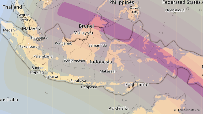 A map of Indonesien, showing the path of the 15. Nov 2096 Ringförmige Sonnenfinsternis