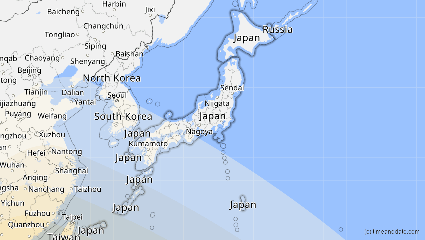 A map of Japan, showing the path of the 15. Nov 2096 Ringförmige Sonnenfinsternis