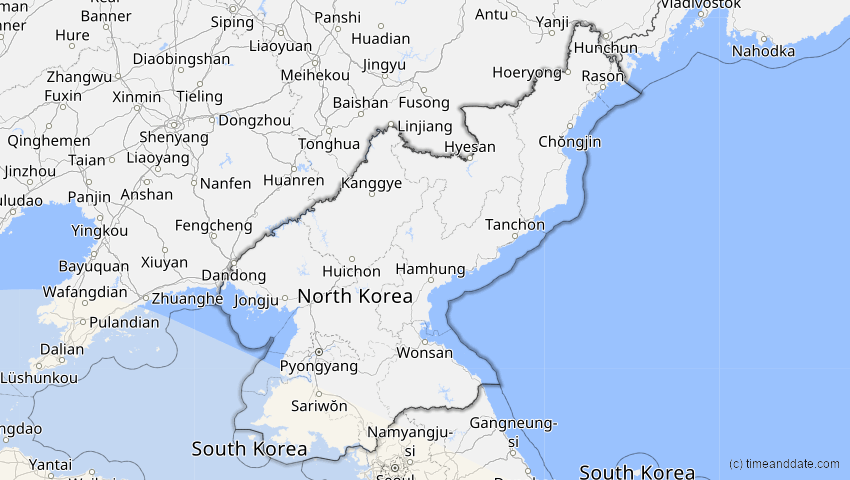 A map of Nordkorea, showing the path of the 15. Nov 2096 Ringförmige Sonnenfinsternis