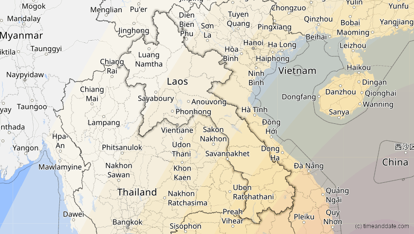 A map of Laos, showing the path of the 15. Nov 2096 Ringförmige Sonnenfinsternis