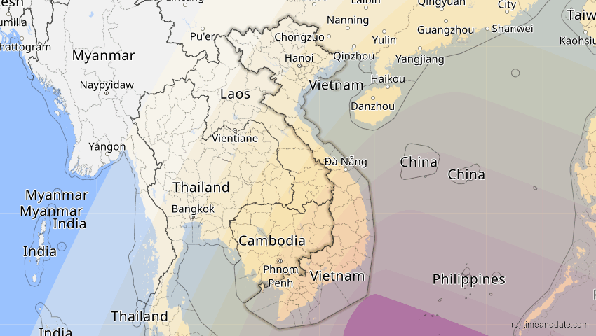 A map of Vietnam, showing the path of the 15. Nov 2096 Ringförmige Sonnenfinsternis