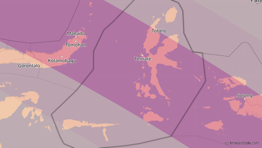 A map of Nord-Molukken, Indonesien, showing the path of the 15. Nov 2096 Ringförmige Sonnenfinsternis