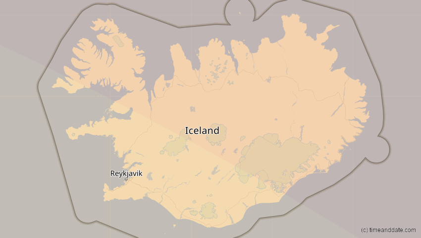 A map of Island, showing the path of the 11. Mai 2097 Totale Sonnenfinsternis