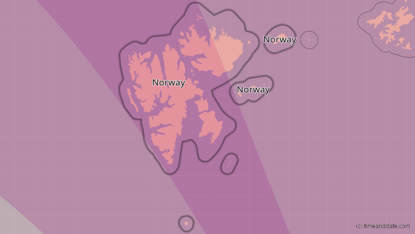 A map of Spitzbergen, Norwegen, showing the path of the 11. Mai 2097 Totale Sonnenfinsternis