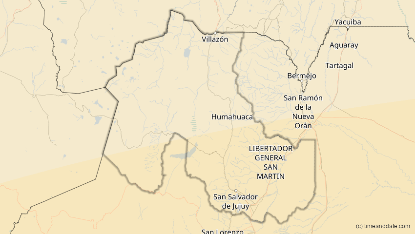 A map of Jujuy, Argentinien, showing the path of the 1. Apr 2098 Partielle Sonnenfinsternis