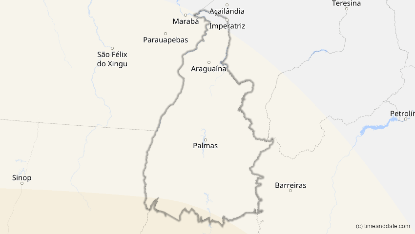 A map of Tocantins, Brasilien, showing the path of the 1. Apr 2098 Partielle Sonnenfinsternis