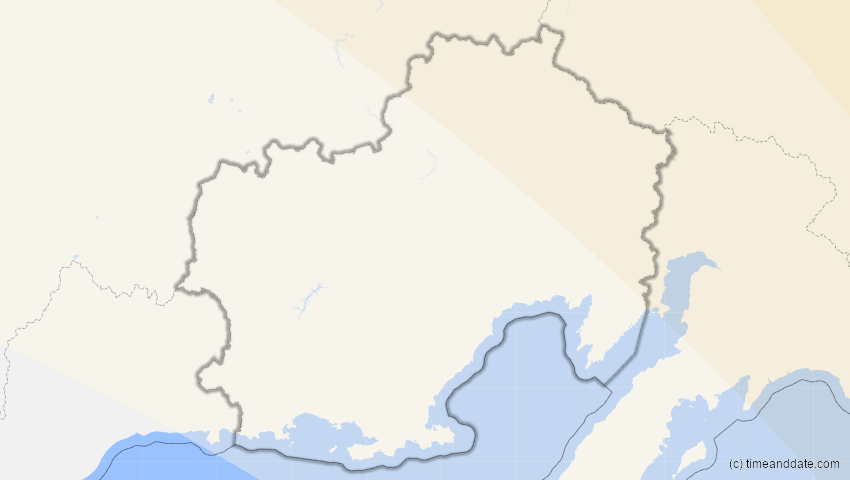 A map of Magadan, Russland, showing the path of the 25. Sep 2098 Partielle Sonnenfinsternis